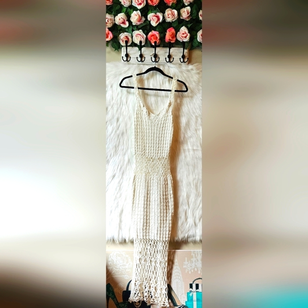 Handmade Boho Summer Cream Crochet Dress